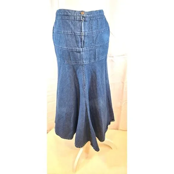 Denim Blue Trumpet Jean Skirt by Marie Leanell Made in Italy Vtg - Picture 4 of 10